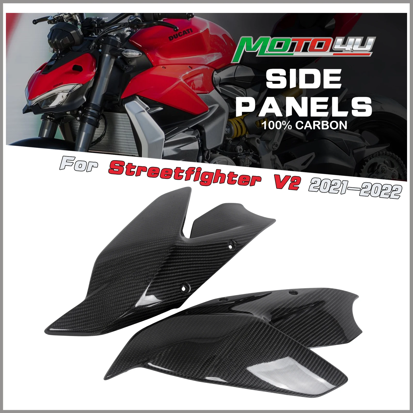100% Carbon Fiber Motorcycle Fairing Tank Side Panels Spoiler Covers Protector For DUCATI Streetfighter V2 2022 2023
100% Carbon Fiber Motorcycle Fairing Tank Side Panels Spoiler Covers Protector For DUCATI Streetfighter V2 2022 2023