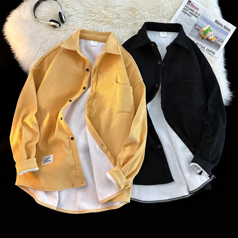 Men's Long Sve Fce Lined Thiened Corduroy irt Autumn Winter Loose Fit Warm Base Layer Faionable Youth Sle
Men's Long Sve Fce Lined Thiened Corduroy irt Autumn Winter Loose Fit Warm Base Layer Faionable Youth Sle