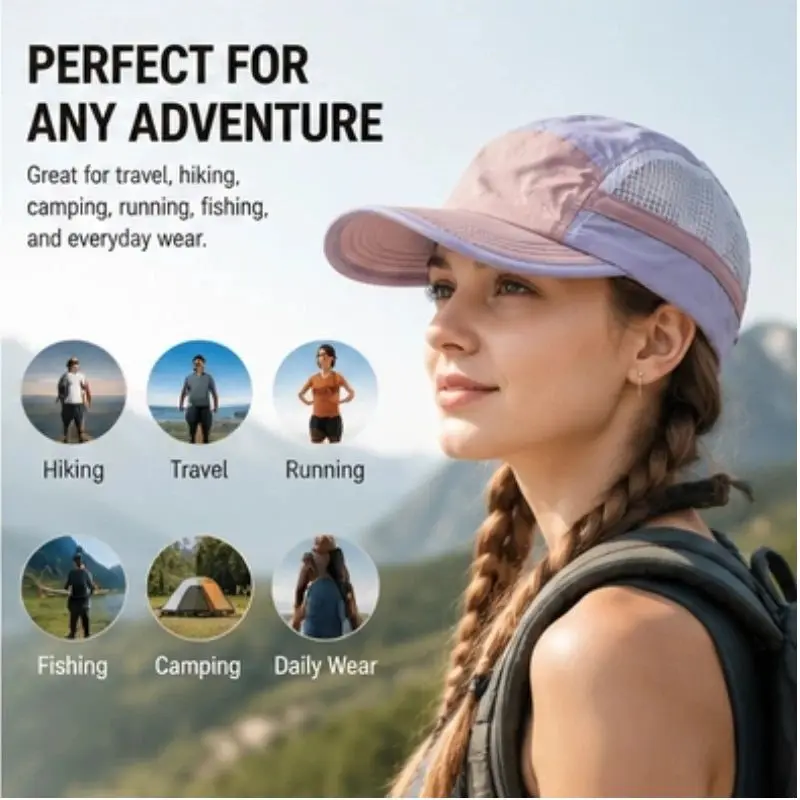 Color-Block 5 Panel Camp Hat Men Women Quick Dry Breathable Mesh Baseball Cap Lightweight Soft Brim Outdoor Running Sun Hats
Color-Block 5 Panel Camp Hat Men Women Quick Dry Breathable Mesh Baseball Cap Lightweight Soft Brim Outdoor Running Sun Hats