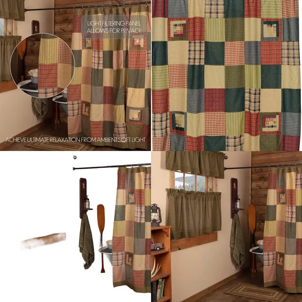Green Patchwork Cotton Shower Curtain with Button Holes, 72 x 72, Rustic Cabin Style for Square Bathroom
Green Patchwork Cotton Shower Curtain with Button Holes, 72 x 72, Rustic Cabin Style for Square Bathroom