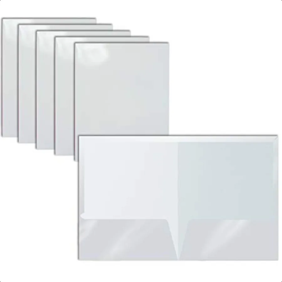 2 Pocket Glossy Laminated Letter Size Paper Folders 25 Pack White Paper Portfolios
2 Pocket Glossy Laminated Letter Size Paper Folders 25 Pack White Paper Portfolios