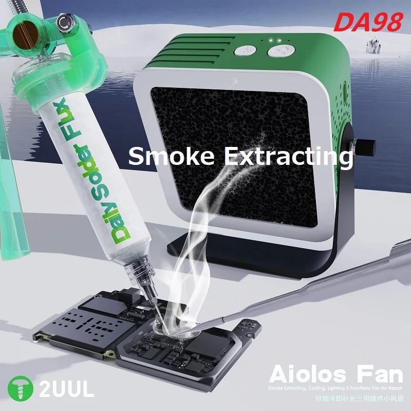 2UUL DA98 Aiolos Smoke Extractor Fan Professional Tool for Electronics Repair Smoke Extraction, Fast Cooling Bright Lighting
2UUL DA98 Aiolos Smoke Extractor Fan Professional Tool for Electronics Repair Smoke Extraction, Fast Cooling Bright Lighting