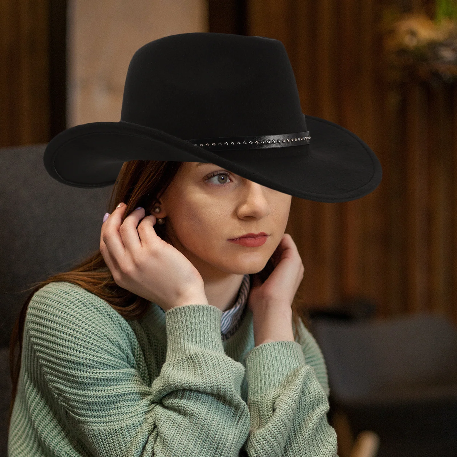 Woolen Jazz Hat 56 58cm Wide Brim Cowboy Fashion Reliable Material Western Style Party Hat Fits Adults Strong Durable
Woolen Jazz Hat 56 58cm Wide Brim Cowboy Fashion Reliable Material Western Style Party Hat Fits Adults Strong Durable