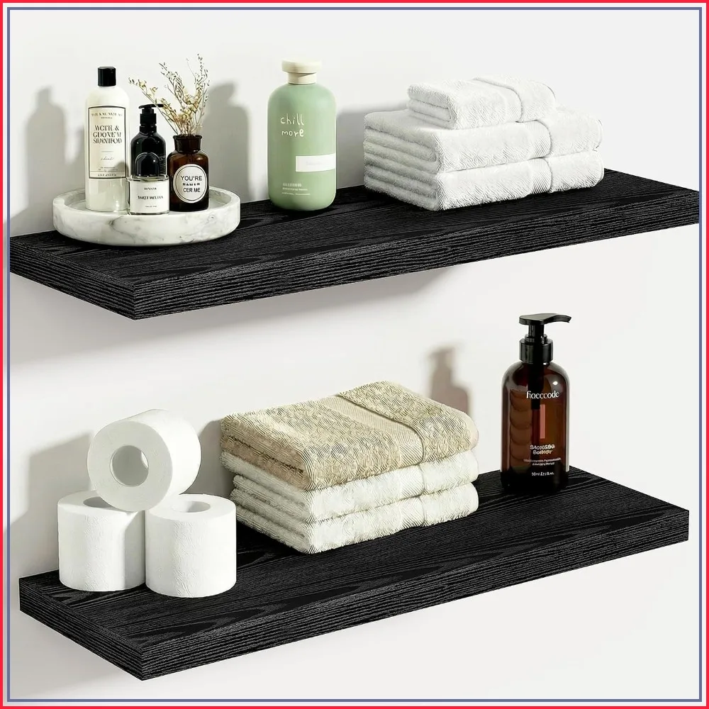 24" Floating Shelves Wall Mounted, 10" Deep, Set of 2, Black
24" Floating Shelves Wall Mounted, 10" Deep, Set of 2, Black