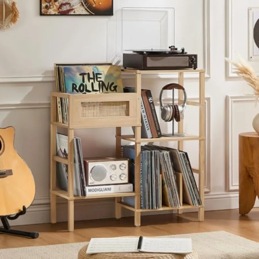 Record Player Stand Natural Oak Wood Record Holder with Vinyl Storage Holds up to 300+ Albums 3-Tier Rattan Media Table with Vi
Record Player Stand Natural Oak Wood Record Holder with Vinyl Storage Holds up to 300+ Albums 3-Tier Rattan Media Table with Vi