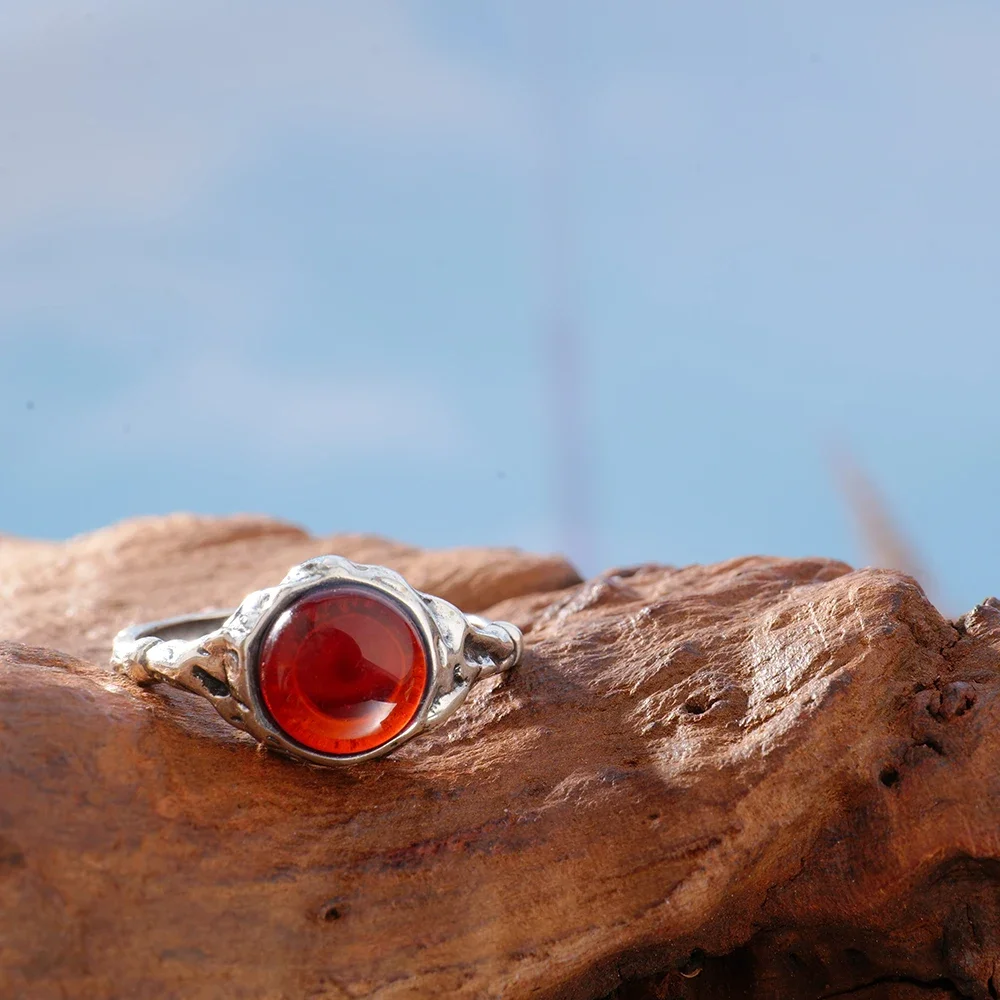 Vintage S925 Silver Ring 8mm Round Natural Cherry Amber Energy Passion Gemstone Adjustable Open Bands Handmade Boho Jewelry
Vintage S925 Silver Ring 8mm Round Natural Cherry Amber Energy Passion Gemstone Adjustable Open Bands Handmade Boho Jewelry