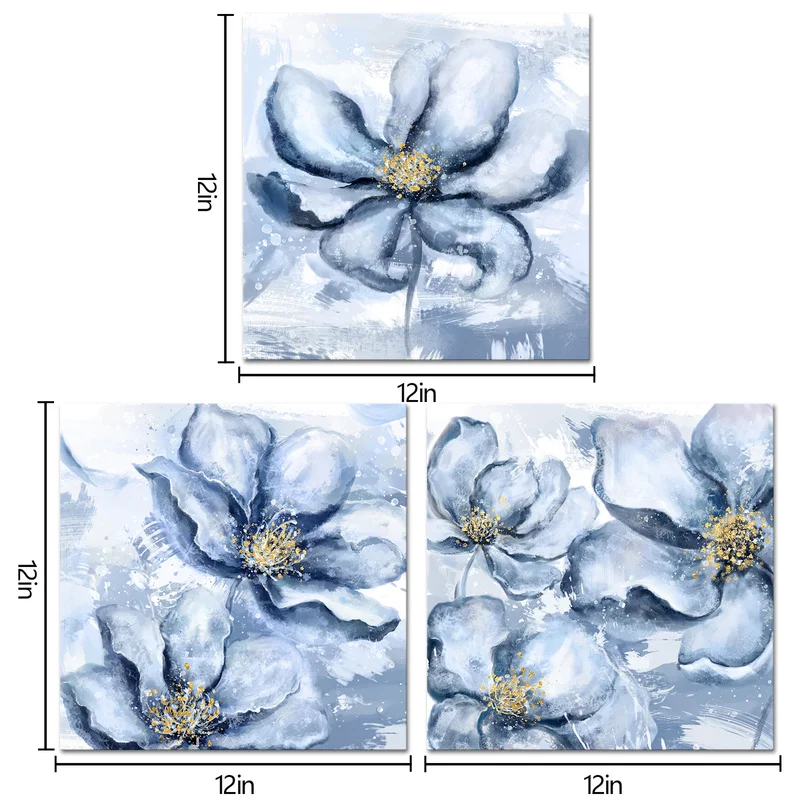 3 Pieces Abstract Flowers Wall Art Canvas Painting Blue Flowers Print Poster Modern Style Picture Living Room Home Decor
3 Pieces Abstract Flowers Wall Art Canvas Painting Blue Flowers Print Poster Modern Style Picture Living Room Home Decor
