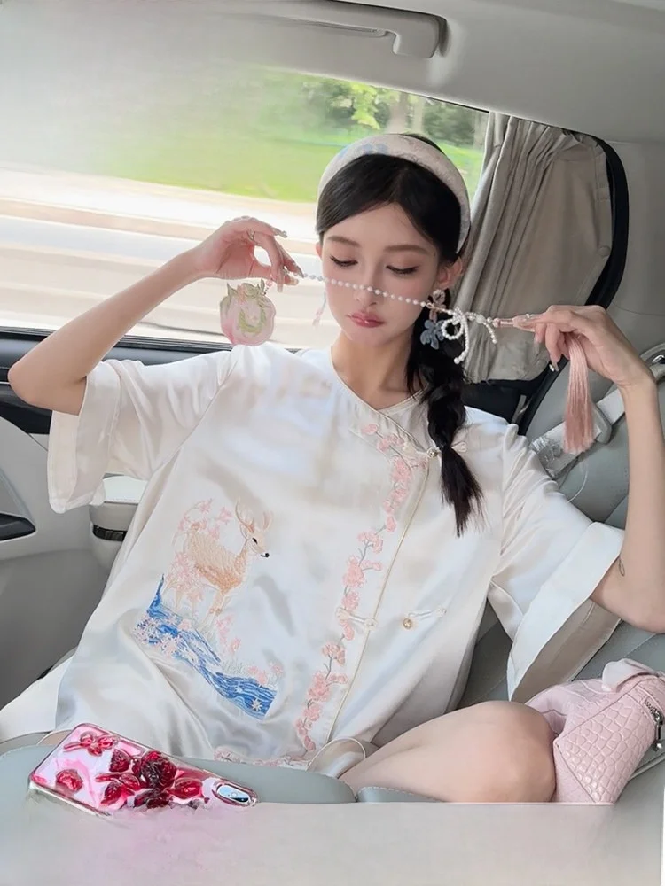 PITAO Original【Forest Deer】irt f Skirt Chinese Sle Summer Elegance Women's Faion Set ort Sve Button up
PITAO Original【Forest Deer】irt f Skirt Chinese Sle Summer Elegance Women's Faion Set ort Sve Button up