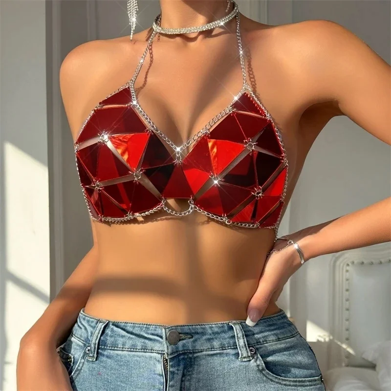 Triangular Acrylic Bra Chain Adjustable Metal Halter Bikini Crop Tops Beach Night Clubwear Stripe Performance Party Body Chain
Triangular Acrylic Bra Chain Adjustable Metal Halter Bikini Crop Tops Beach Night Clubwear Stripe Performance Party Body Chain