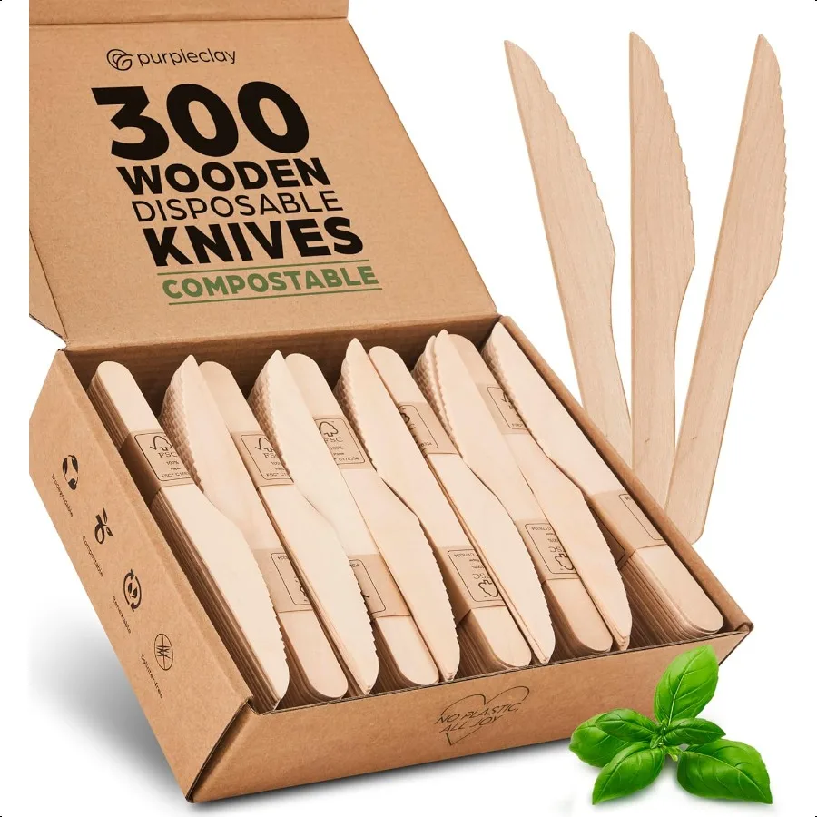 Wooden Disposable Knives 300 Piece Wood Compostable Knives EcoFriendly Biodegradable Utensils for Party Free From Plastic Cutle
Wooden Disposable Knives 300 Piece Wood Compostable Knives EcoFriendly Biodegradable Utensils for Party Free From Plastic Cutle
