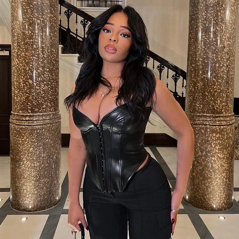 PU Leather Tops Womans Sexy Sleeveless Corset Fishbone Tank Top Slim Shaper Bustier Nightclub Streetwear Y2k Clothes Summer 2026
PU Leather Tops Womans Sexy Sleeveless Corset Fishbone Tank Top Slim Shaper Bustier Nightclub Streetwear Y2k Clothes Summer 2026