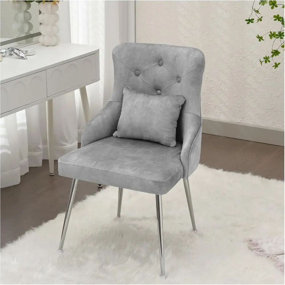 Upholstered Vanity Chair with Metal Legs for Makeup, Reading, and Office Use in Grey
Upholstered Vanity Chair with Metal Legs for Makeup, Reading, and Office Use in Grey