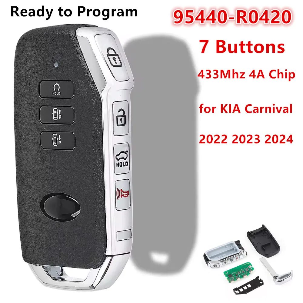 KEYECU 95440-R0420 Smart Remote Key Fob 433Mhz 4A Chip Proximity Control for KIA Carnival 2022 2023 2024 7 Buttons
KEYECU 95440-R0420 Smart Remote Key Fob 433Mhz 4A Chip Proximity Control for KIA Carnival 2022 2023 2024 7 Buttons