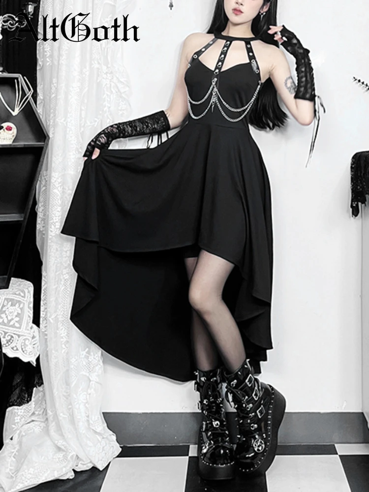 AltGoth Cyber Punk Streetwear Dress Women Mall Goth Harajuku Pu Eyelat Halter Backless Chain High Waist Dress Clubwear Female
AltGoth Cyber Punk Streetwear Dress Women Mall Goth Harajuku Pu Eyelat Halter Backless Chain High Waist Dress Clubwear Female