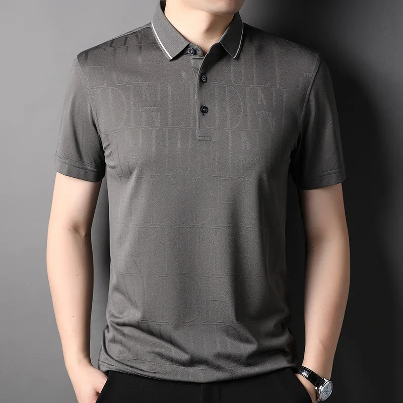 2022 Mulberry Silk Golf Men's Polo Shirts Luxury Jacquard Short Sleeve Business Casual Male T-shirts Summer Simple Man Tees
2022 Mulberry Silk Golf Men's Polo Shirts Luxury Jacquard Short Sleeve Business Casual Male T-shirts Summer Simple Man Tees