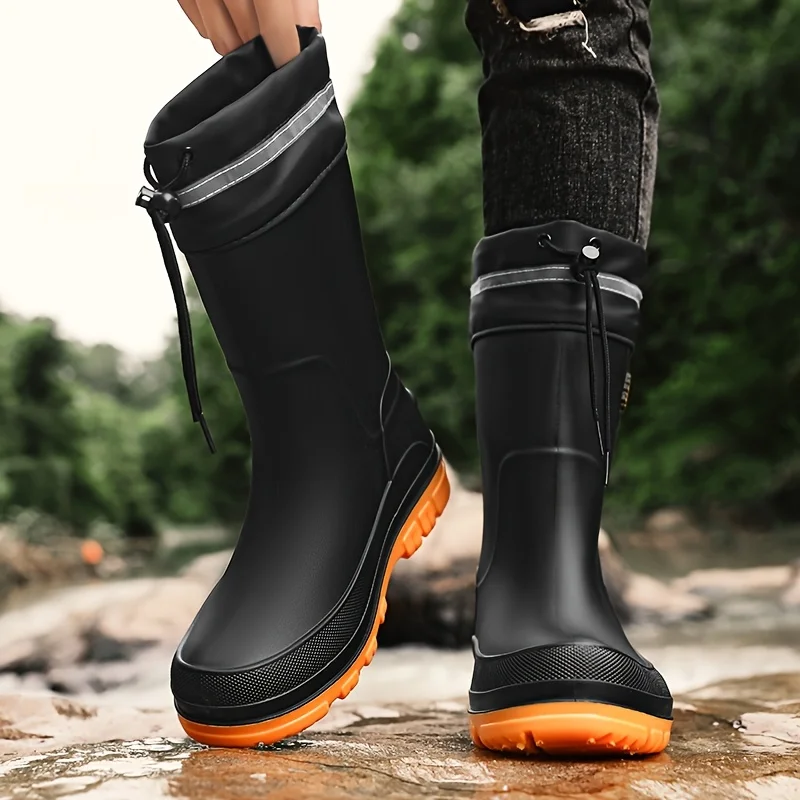 Men's Rain Shoes Men Couple Fashion Rain Boots with Drawstring Cuff Reflective Strip Non Slip Sole Outdoor Fishing Work Wellies
Men's Rain Shoes Men Couple Fashion Rain Boots with Drawstring Cuff Reflective Strip Non Slip Sole Outdoor Fishing Work Wellies