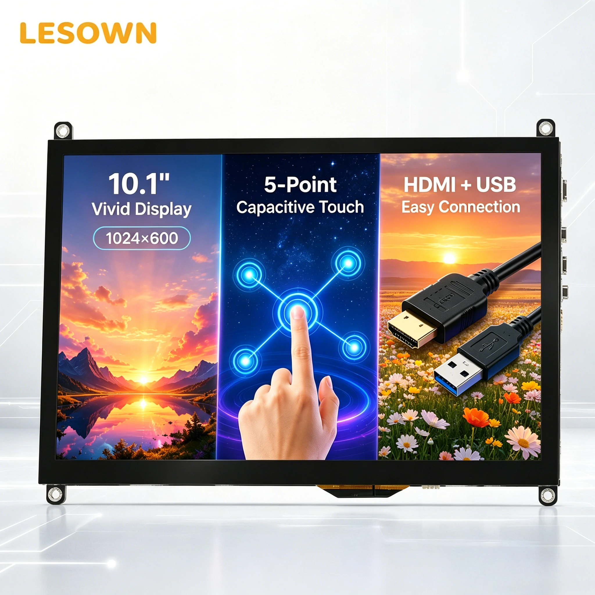 LESOWN 10.1in Desktop Computer Sub Screen 5-Point Touch 1024x600 Resolution MicroUSB Powered Panel for Windows Rig
LESOWN 10.1in Desktop Computer Sub Screen 5-Point Touch 1024x600 Resolution MicroUSB Powered Panel for Windows Rig