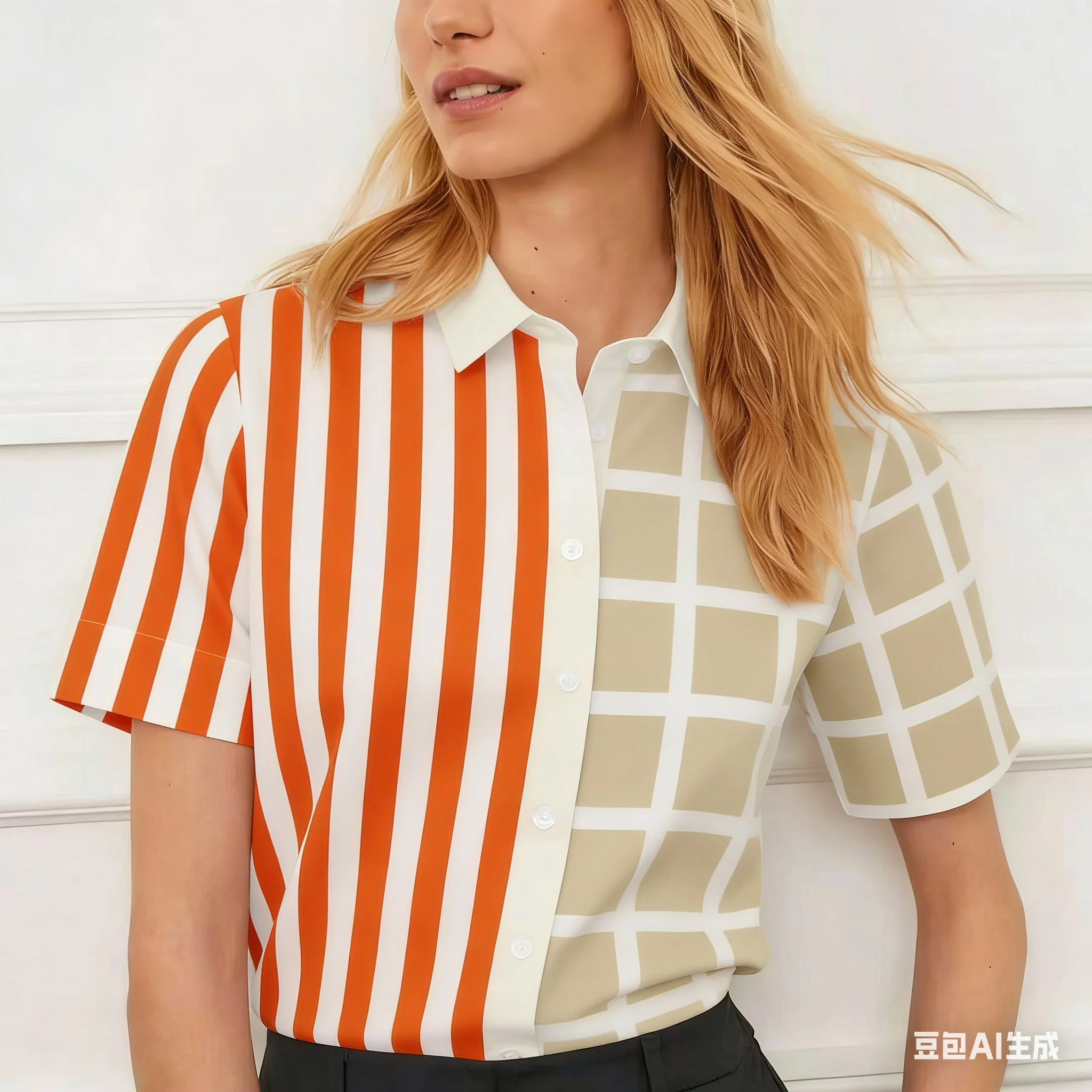 women's Draw geometric block patterns Summer short sleeve shirt
women's Draw geometric block patterns Summer short sleeve shirt