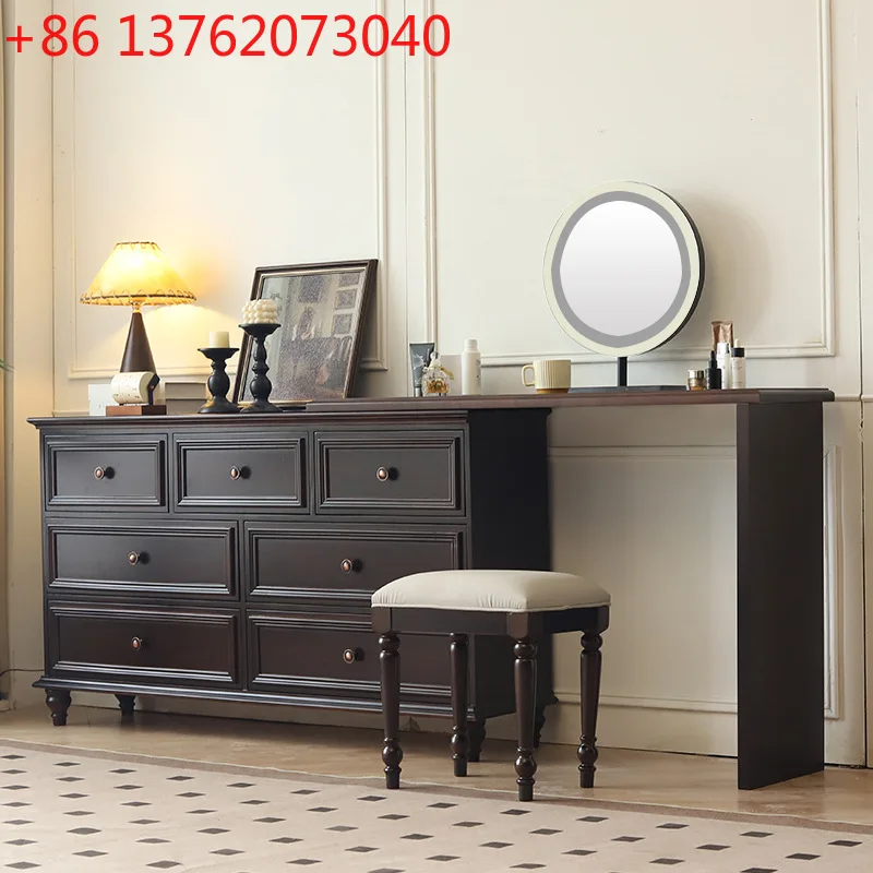 French retro dresser chest integrated master bedroom solid wood bedside makeup table side cabinet
French retro dresser chest integrated master bedroom solid wood bedside makeup table side cabinet