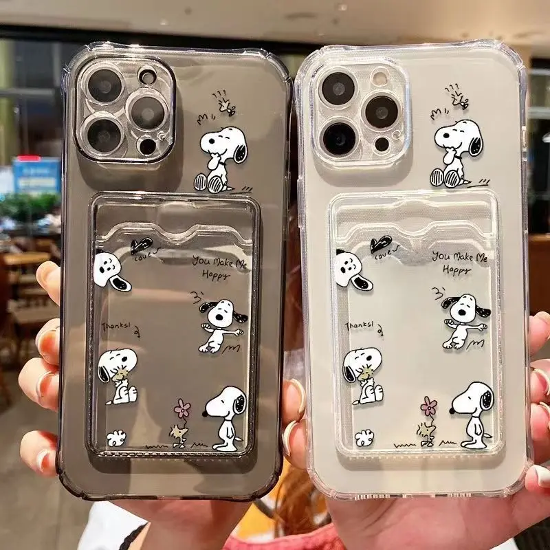 New Cartoon Snoopy Card Slot Bag TPU Phone Case for IPhone 13 15 12 11 14 Pro Max Plus Transparent Protective Case Holiday Gift
New Cartoon Snoopy Card Slot Bag TPU Phone Case for IPhone 13 15 12 11 14 Pro Max Plus Transparent Protective Case Holiday Gift