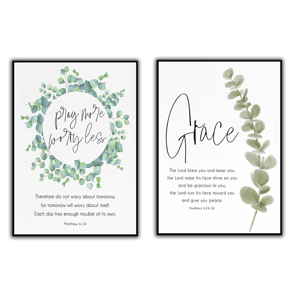 Verse Wall Art Matthew 6:34, Numbers 6 24-26 Pray More & Grace Scripture Greenery Modern Christian Gift for Women
Verse Wall Art Matthew 6:34, Numbers 6 24-26 Pray More & Grace Scripture Greenery Modern Christian Gift for Women