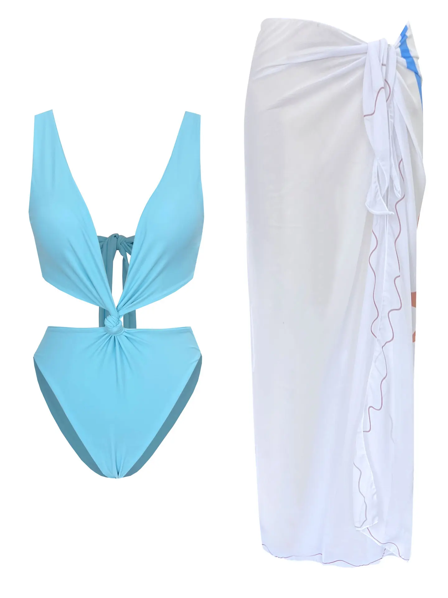 Sexy Bikini 2 Pieces Set For Woman Solid Cover Up Long Skirts 2025 Lady Summer High Waist Cut Out Beachwear Monokini Bodysuit
Sexy Bikini 2 Pieces Set For Woman Solid Cover Up Long Skirts 2025 Lady Summer High Waist Cut Out Beachwear Monokini Bodysuit