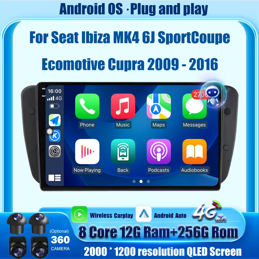9 Inch For Seat Ibiza MK4 6J SportCoupe Ecomotive Cupra 2009-2016 Android 16 Car Radio Multimedia Video Player Stereo 4G WIFI
9 Inch For Seat Ibiza MK4 6J SportCoupe Ecomotive Cupra 2009-2016 Android 16 Car Radio Multimedia Video Player Stereo 4G WIFI