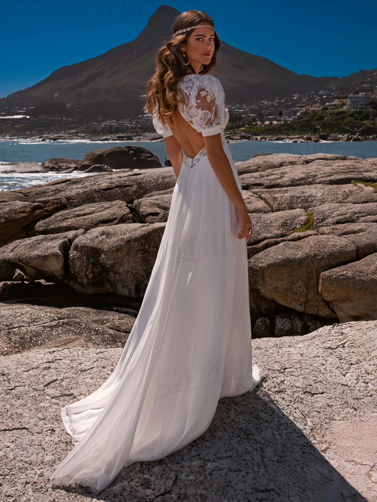 Simple Lace Boho Wedding Dress for Women Chiffon Beach Bride Dresses V Neck Short Puff Sleeves Customized Bohemian Bridal Gown
Simple Lace Boho Wedding Dress for Women Chiffon Beach Bride Dresses V Neck Short Puff Sleeves Customized Bohemian Bridal Gown