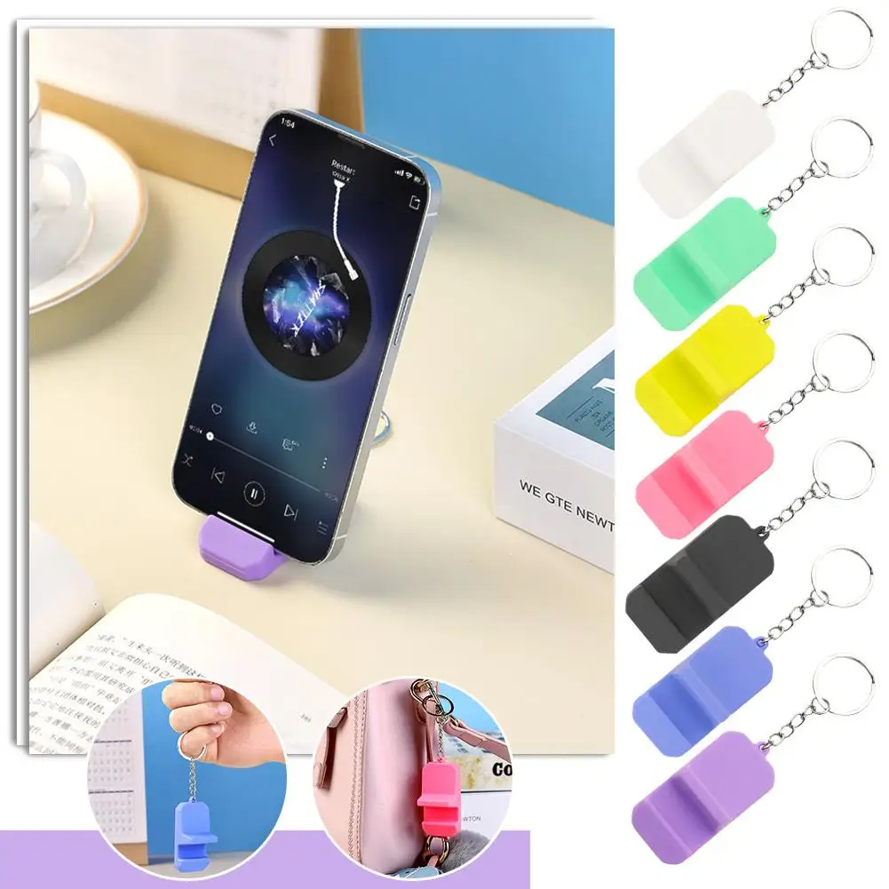Portable Mini Phone Stand Keychain Cute Colorful PVC Phone Holder Small Desk Stand for Mobile Phone Keyring Decoration
Portable Mini Phone Stand Keychain Cute Colorful PVC Phone Holder Small Desk Stand for Mobile Phone Keyring Decoration