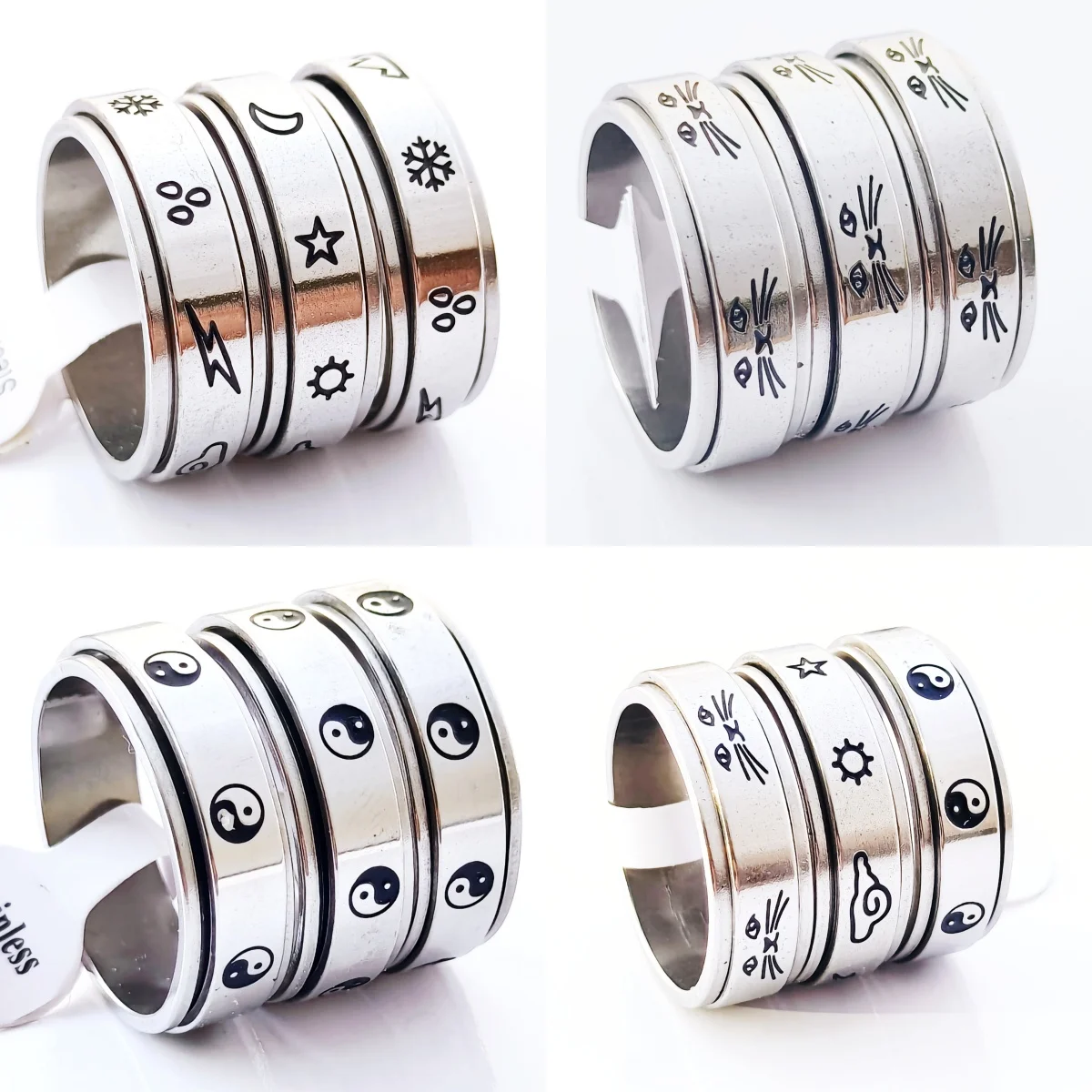 20/50pcs/Lot Wholesale Stainless Steel Ring for Men and Women Rotatable Cat Weather Gossip Pattern Personalised Jewellery 
20/50pcs/Lot Wholesale Stainless Steel Ring for Men and Women Rotatable Cat Weather Gossip Pattern Personalised Jewellery