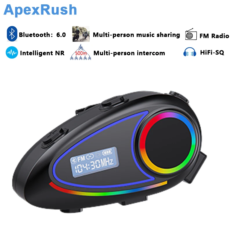 Apex Rush Motorcycle Helmet Bluetooth Headset with unlimited intercom and music sharing LCD display with LED light Bluetooth 6.0
Apex Rush Motorcycle Helmet Bluetooth Headset with unlimited intercom and music sharing LCD display with LED light Bluetooth 6.0