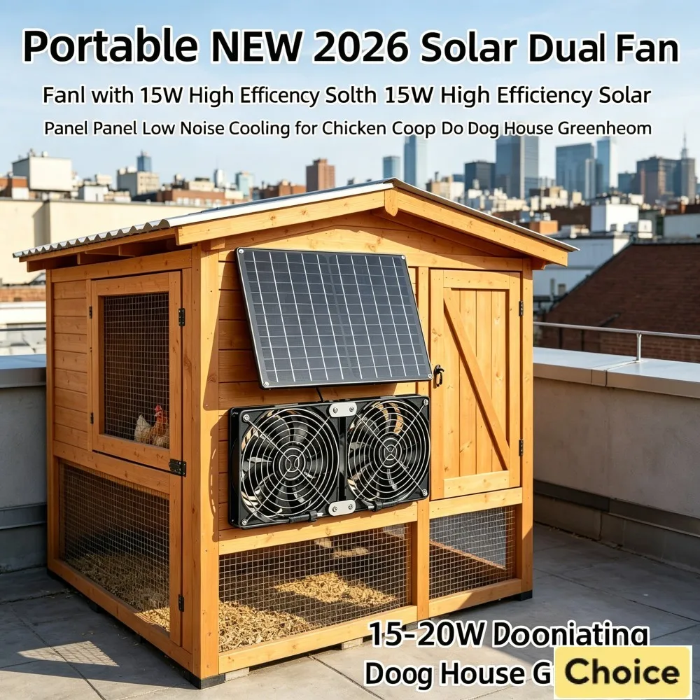 Solar Dual Ventilation Fan with 15-20W High Efficiency Solar Panel Noiseless Cooling for Dog House Rabbit Hutch Chicken Coop
Solar Dual Ventilation Fan with 15-20W High Efficiency Solar Panel Noiseless Cooling for Dog House Rabbit Hutch Chicken Coop