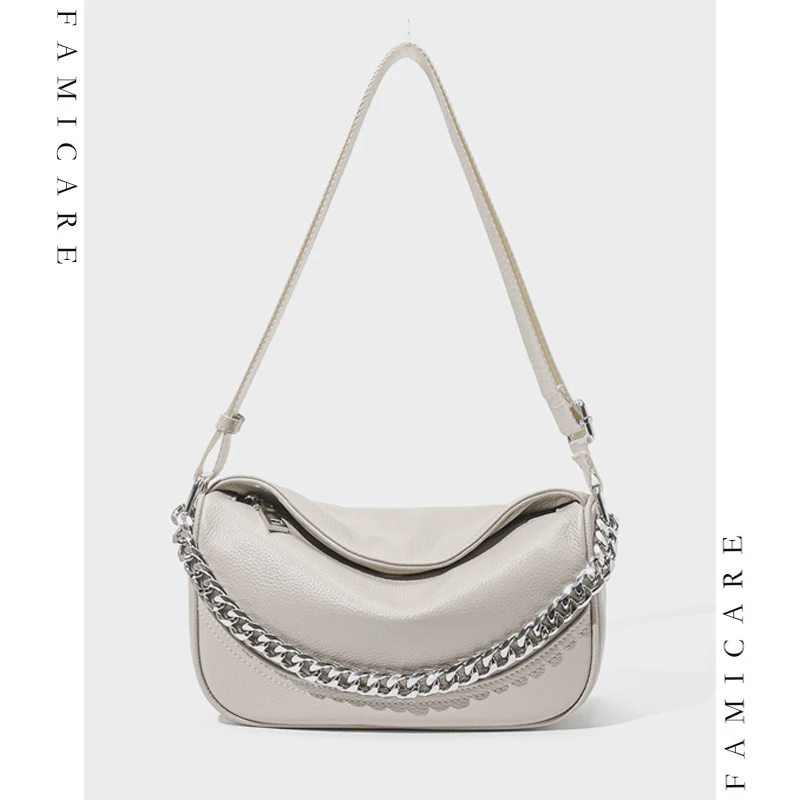 Women Handbag with Silver Chain Chic Style Split Leather Crossbody Bags Female Soft Versatile Shoulder Bag with Adjustable Strap
Women Handbag with Silver Chain Chic Style Split Leather Crossbody Bags Female Soft Versatile Shoulder Bag with Adjustable Strap