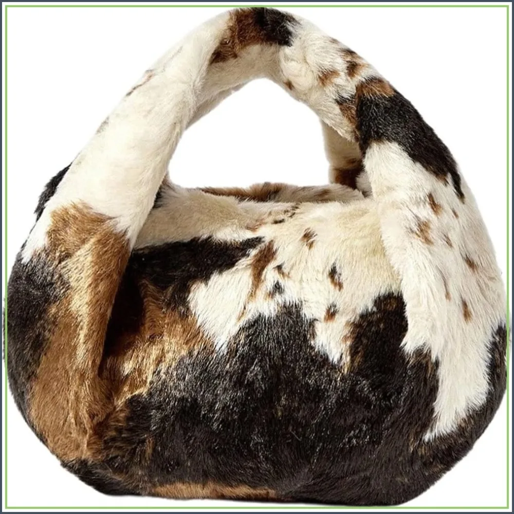 Women's Cow Print Faux Fur Handbag Top Handle Purse Y2k Cute
Women's Cow Print Faux Fur Handbag Top Handle Purse Y2k Cute
