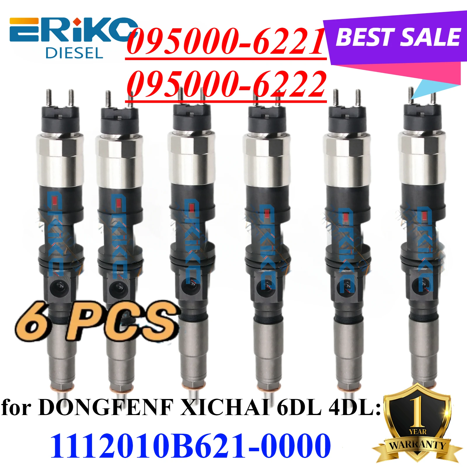 6PC 095000-6221 1112010B621-0000 Common Rail injector 095000-6223 095000-6222 For DONGFENF XICHAI 6DL 4DL
6PC 095000-6221 1112010B621-0000 Common Rail injector 095000-6223 095000-6222 For DONGFENF XICHAI 6DL 4DL