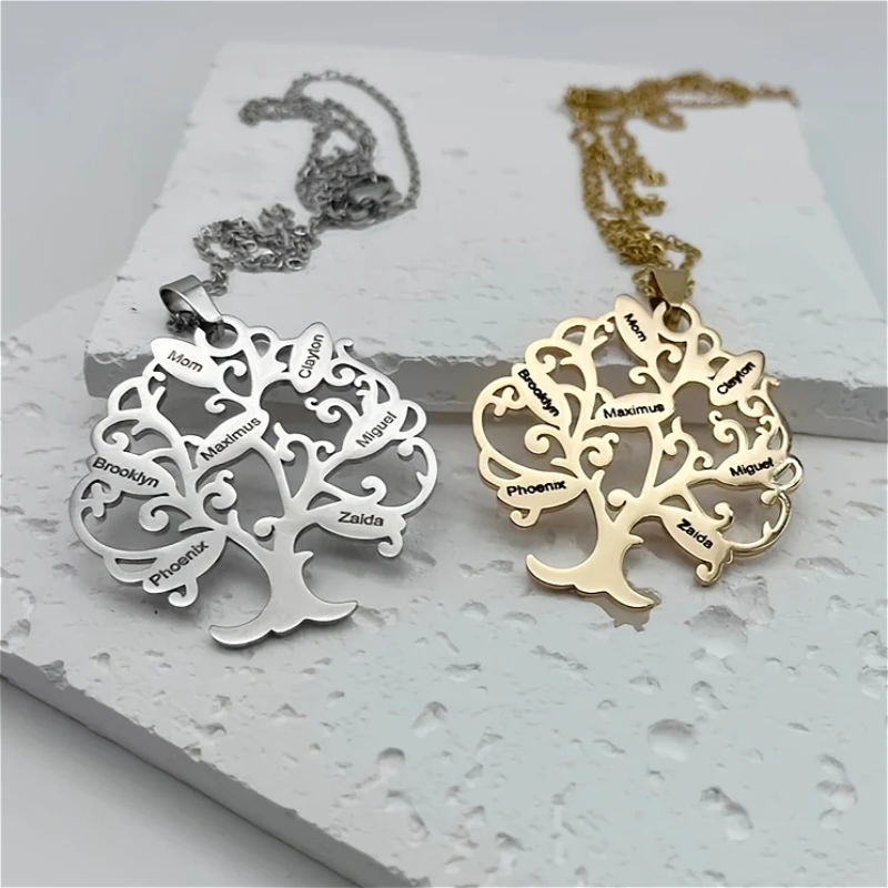 Custom Family Tree Necklace Personalized Custom Stainless Steel Jewelry 1-7 Engraved Name Pendant Necklaces for Women Men
Custom Family Tree Necklace Personalized Custom Stainless Steel Jewelry 1-7 Engraved Name Pendant Necklaces for Women Men