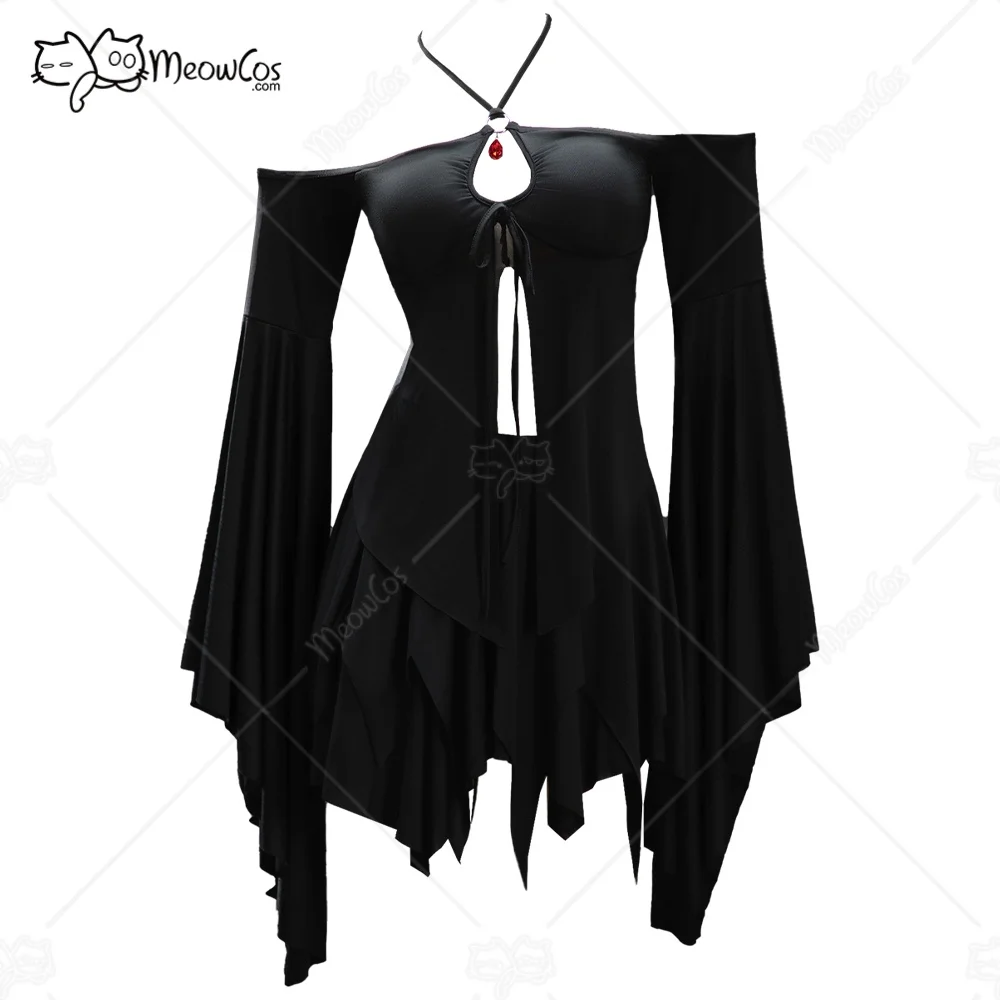 MEOWCOS Women's Gothic Black Top Skirt Set Dark Elf Style Irregular Off-shoulder Top and Skirt Halloween Cosplay Costumes
MEOWCOS Women's Gothic Black Top Skirt Set Dark Elf Style Irregular Off-shoulder Top and Skirt Halloween Cosplay Costumes