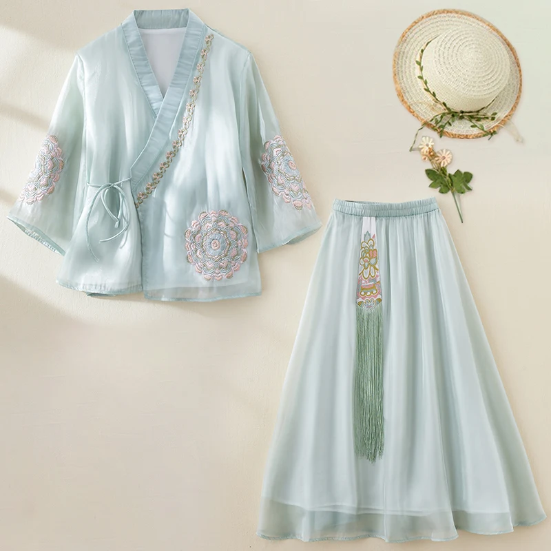 Young Women's Summer Faion Tang Suit Set Retro Ancient Chinese Sle Collar Top f Skirt Casual Comfortable Polyester Blend
Young Women's Summer Faion Tang Suit Set Retro Ancient Chinese Sle Collar Top f Skirt Casual Comfortable Polyester Blend