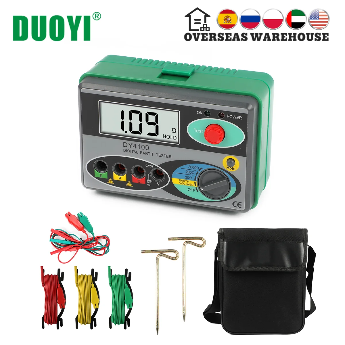 DUOYI DY4100 Digital Resistance Tester Earth Ground Meter Multimeter with Higher Accuracy Power Systems Inspection Tools Kit
DUOYI DY4100 Digital Resistance Tester Earth Ground Meter Multimeter with Higher Accuracy Power Systems Inspection Tools Kit