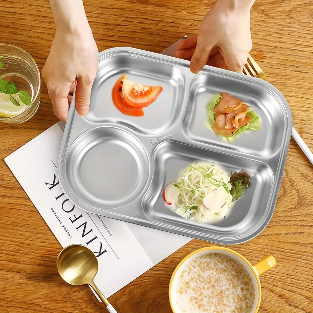 4/5-Compartments Divided Dinner Tray with Lid 304 Stainless Steel Divided Dinner Plate Deepened School Food Plate Kindergarten
4/5-Compartments Divided Dinner Tray with Lid 304 Stainless Steel Divided Dinner Plate Deepened School Food Plate Kindergarten