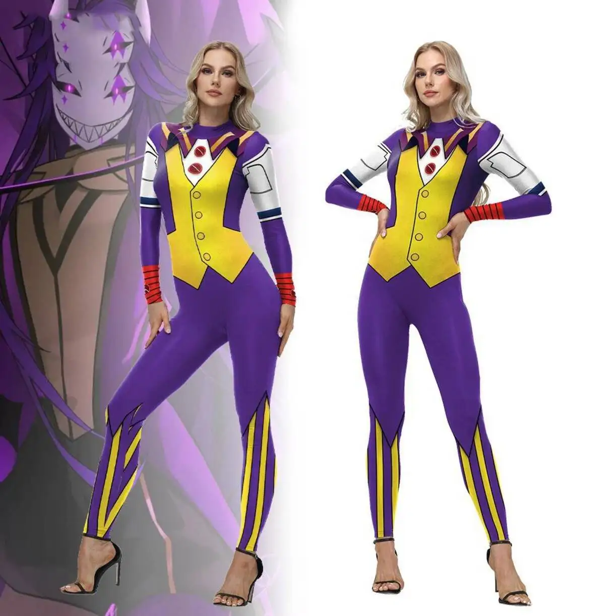 Anime Acg Women Cosplay Pierrot Jumpsuit Harlequin Freak Circus Costume Printed Bodysuit Stage Performance Role Play Outfit
Anime Acg Women Cosplay Pierrot Jumpsuit Harlequin Freak Circus Costume Printed Bodysuit Stage Performance Role Play Outfit