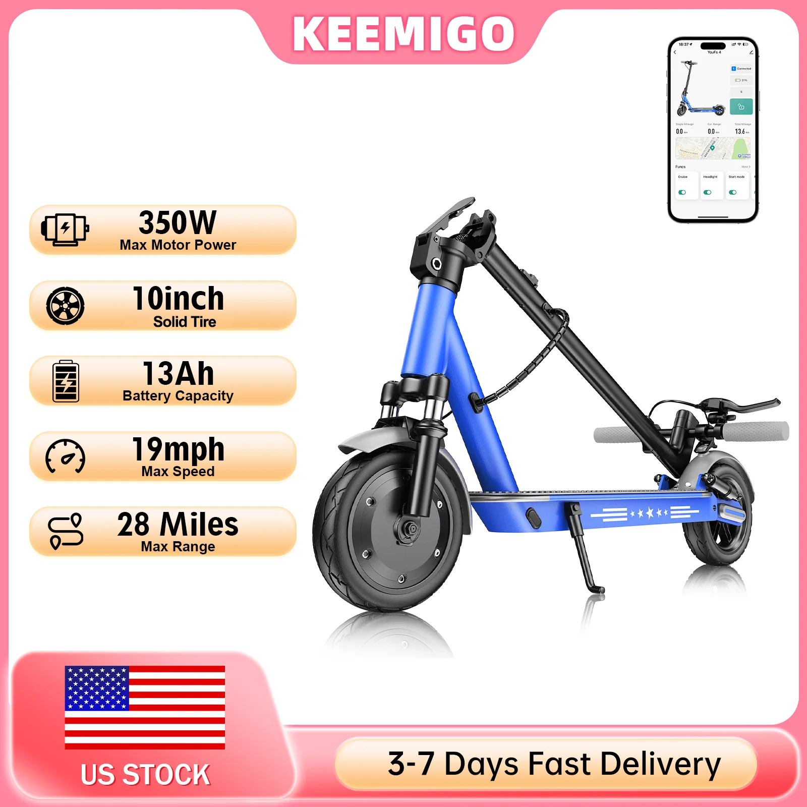 Keemigo Electric Scooter 350W Motor 36V 10.4/13AH Escooter Front And Rear Shock Absorbers E-Brake Drum Brake Commute For Adult
Keemigo Electric Scooter 350W Motor 36V 10.4/13AH Escooter Front And Rear Shock Absorbers E-Brake Drum Brake Commute For Adult