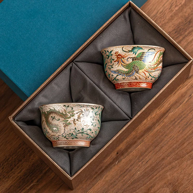 140Ml Dragon and Phoenix Chengxiang Couple Cup 999 Lver Teacup Master Cup Light Luxury High-end Tea Tasting Cup Tea Set Gift Box
140Ml Dragon and Phoenix Chengxiang Couple Cup 999 Lver Teacup Master Cup Light Luxury High-end Tea Tasting Cup Tea Set Gift Box