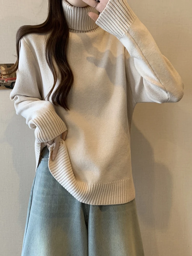 Women's Thickened High Collar Knitted Sweater Spring Autumn plus Size Loose Warm Top Inner Wear Base Shirt Slimming Outerwear
Women's Thickened High Collar Knitted Sweater Spring Autumn plus Size Loose Warm Top Inner Wear Base Shirt Slimming Outerwear