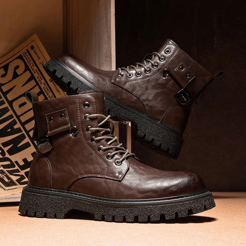 Men's boots Spring and Autumn casual leather boots Fashion British style high top versatile tide boots Outdoor anti slip shoes
Men's boots Spring and Autumn casual leather boots Fashion British style high top versatile tide boots Outdoor anti slip shoes