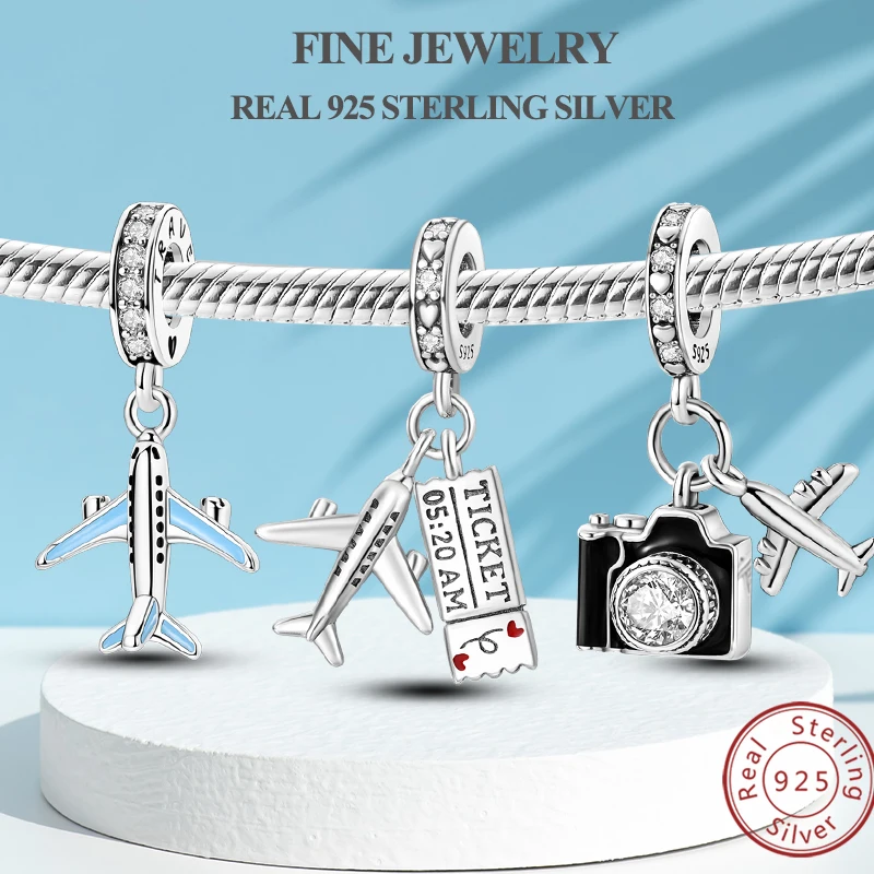 Original Charms Bead Pendant Real S925 Sterling Silver Airplane Ticket Camera Vacation Charm Fit Bracelet Bangle Women Jewelry
Original Charms Bead Pendant Real S925 Sterling Silver Airplane Ticket Camera Vacation Charm Fit Bracelet Bangle Women Jewelry