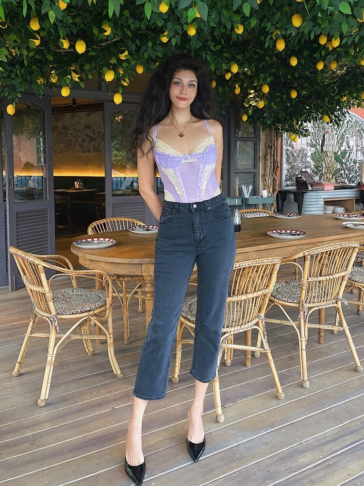 Comfortable High Waist Straight Leg Jeans Black 7/8 Length Owner's Self-Kept Y2K Nostalgic Stretch Slimming Women's Denim
Comfortable High Waist Straight Leg Jeans Black 7/8 Length Owner's Self-Kept Y2K Nostalgic Stretch Slimming Women's Denim