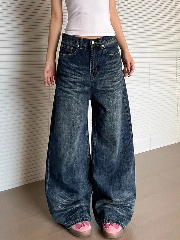 American Retro Y2K 2000s Women Jeans 2025 Spring New Patchwork Design Loose Casual Cotton Denim Button Blue Straight Leg Pants
American Retro Y2K 2000s Women Jeans 2025 Spring New Patchwork Design Loose Casual Cotton Denim Button Blue Straight Leg Pants