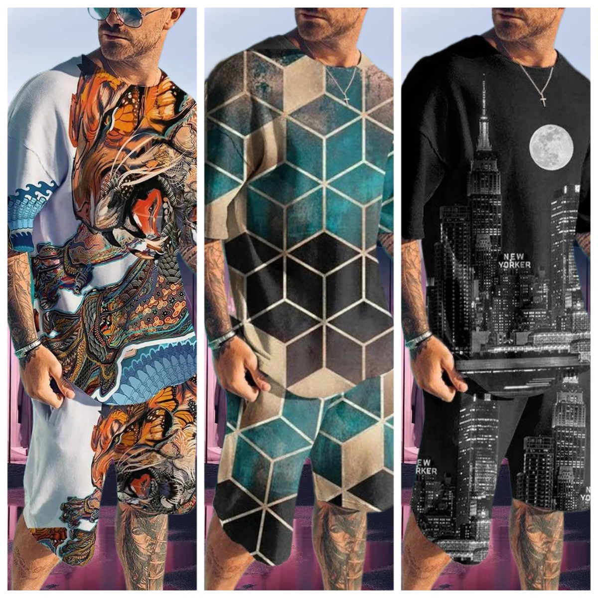 Summer Fashion Streetwear Retro Short Men's Luxury Printed T-Shirt Set Sleeve Tracksuit Male 3D Floral Print Designer Clothing
Summer Fashion Streetwear Retro Short Men's Luxury Printed T-Shirt Set Sleeve Tracksuit Male 3D Floral Print Designer Clothing