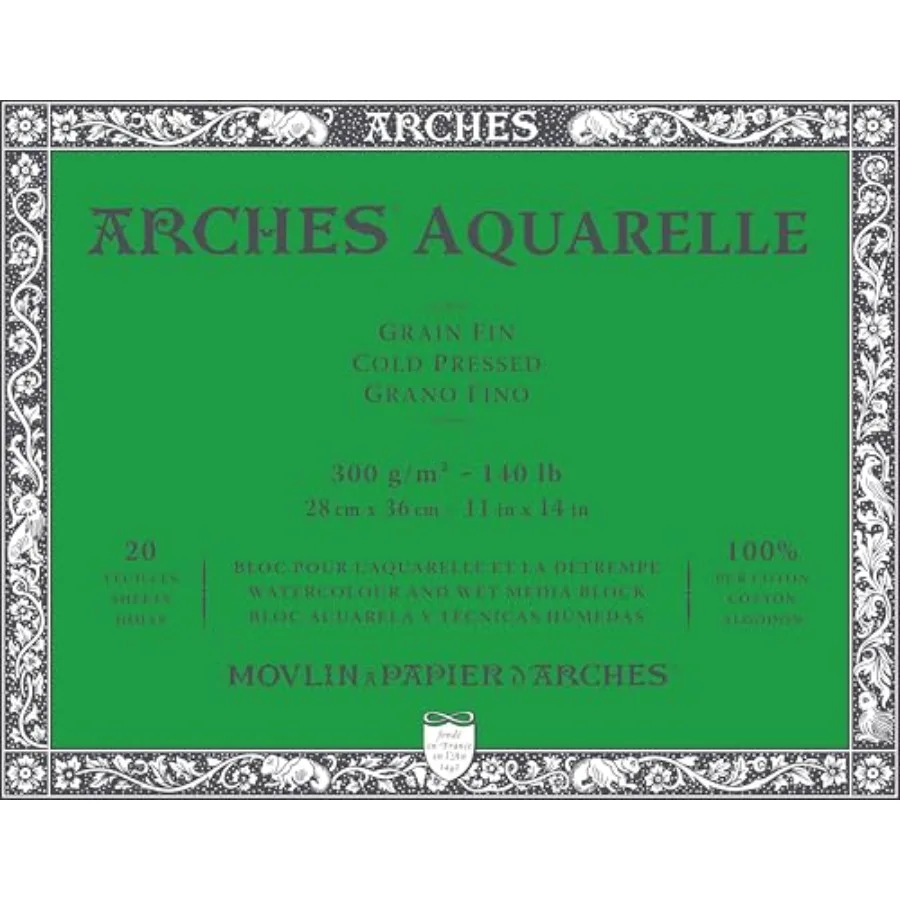 Watercolor Paper Block, Cold Press, 11" x 14", 140 Pound
Watercolor Paper Block, Cold Press, 11" x 14", 140 Pound